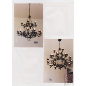 Wrought Iron and Bronze Chandelier
